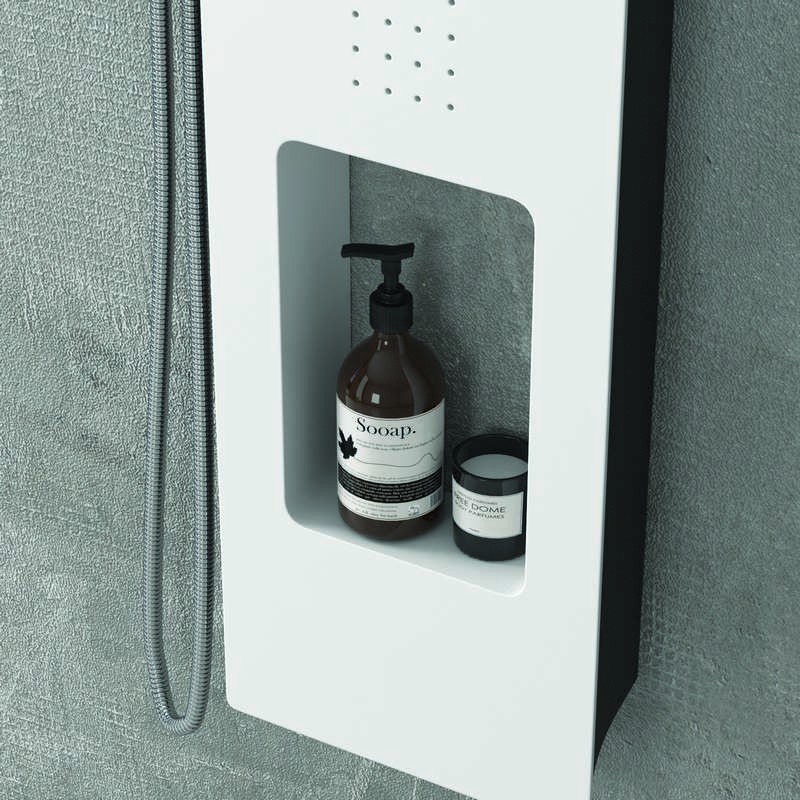 Pannello idromassaggio colore bianco e nero con mensola integrata | Kaman-BN9800 kamalu - 5