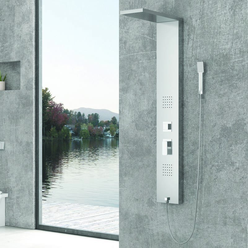 Pannello doccia idromassaggio con soffione grande in acciaio satinato | Kaman-E220 kamalu - 1