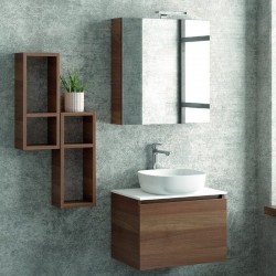 Composizione mobiletto bagno 60 cm, 2 pensili e specchio contenitore SP-60C kamalu - 1