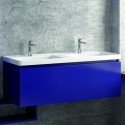 Composizione bagno sospesa 120cm mobile lavabo doppio colonna specchio e pensile kamalu