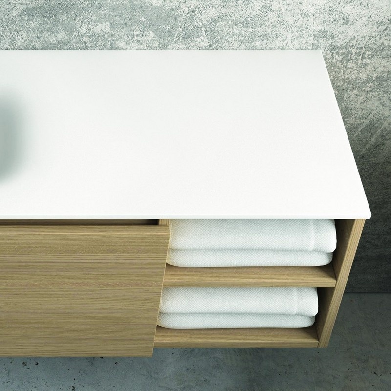 Mobile bagno 135 cm con lavabo incasso e vano a giorno a destra SP-135ED kamalu - 7