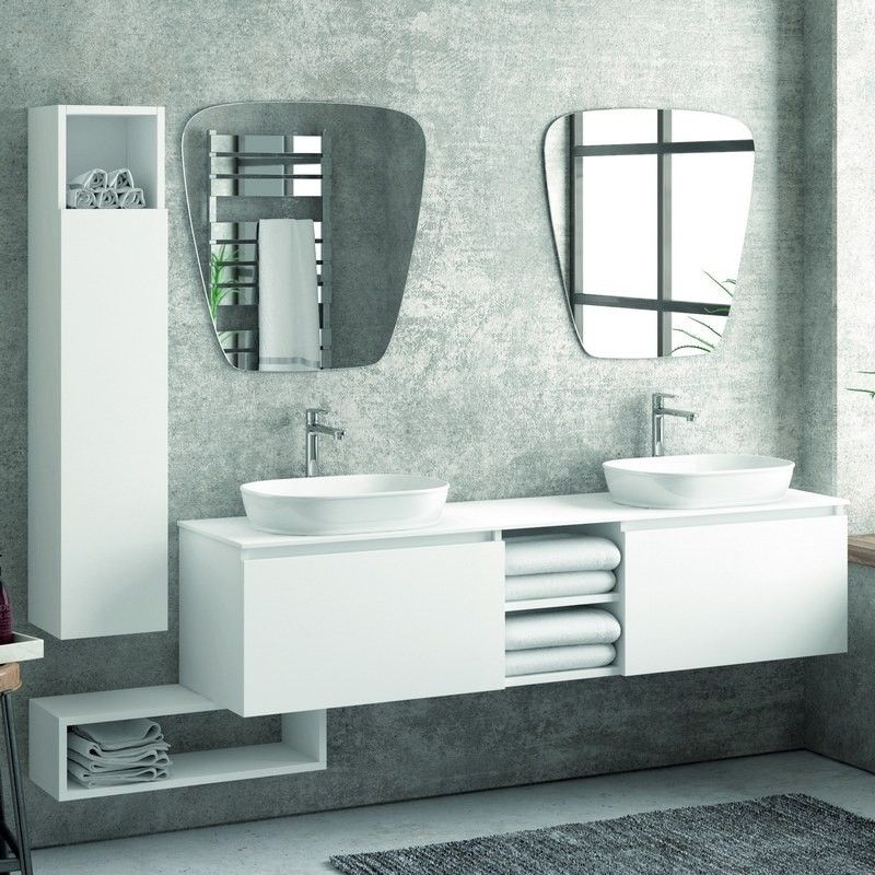 Mobile bagno 60 cm con piano per lavabo da appoggio  Kamalubagno Colore  Mobile Finitura Legno Marrone - 8702