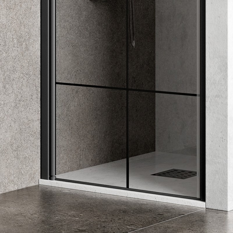 Nicchia doccia battente 90 cm telaio nero e serigrafia nera NICO-B3000 kamalu - 3