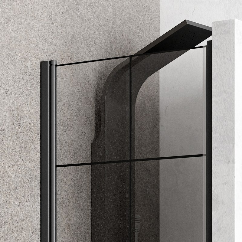 Nicchia doccia battente 90 cm telaio nero e serigrafia nera NICO-B3000 kamalu - 5