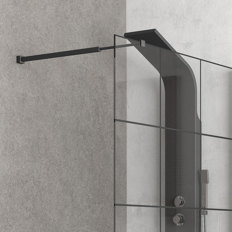 Parete doccia fissa 140cm finitura colore nero NICO-W1000 kamalu - 3