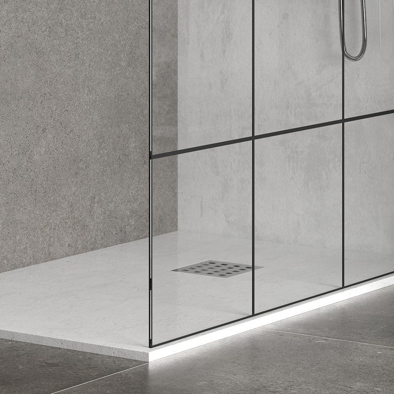 Parete doccia fissa 140cm finitura colore nero NICO-W1000 kamalu - 4