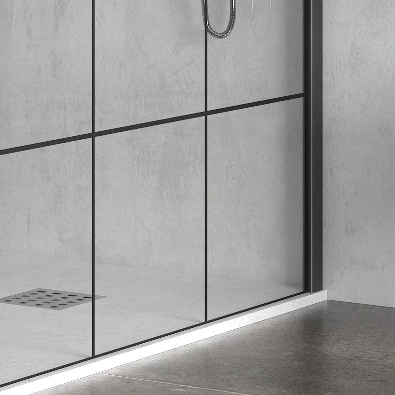 Parete doccia fissa 140cm finitura colore nero NICO-W1000 kamalu - 5
