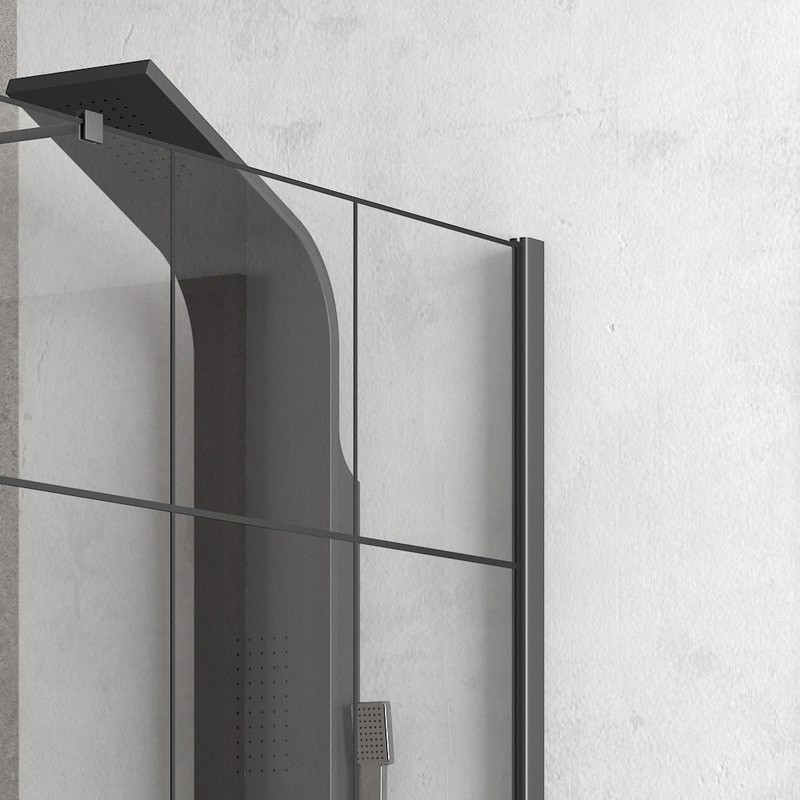 Parete doccia fissa 140cm finitura colore nero NICO-W1000 kamalu - 6