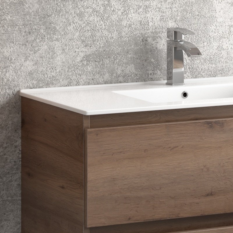 Composizione bagno sospesa 100cm: mobile con lavabo, specchio contenitore e colonna  TOD-100F kamalu - 7