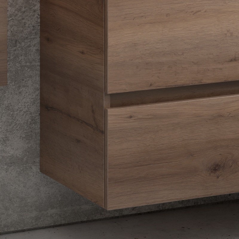 Composizione bagno sospesa 100cm: mobile con lavabo, specchio contenitore e colonna  TOD-100F kamalu - 8