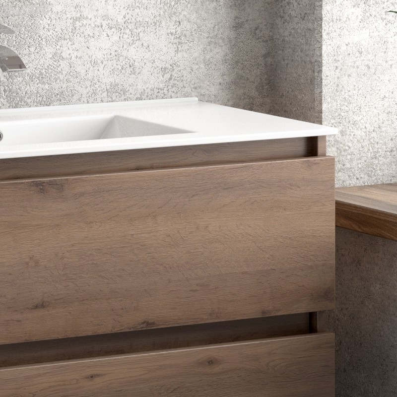 Composizione bagno sospesa 100cm: mobile con lavabo, specchio contenitore e colonna  TOD-100F kamalu - 9