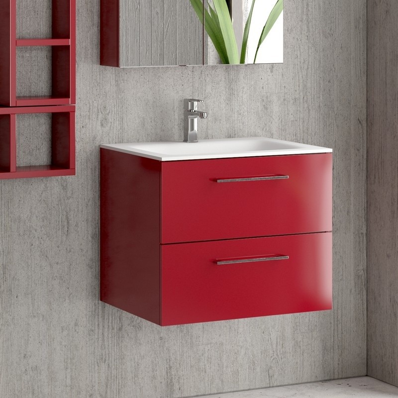 Composizione bagno sospesa 60cm: mobile, specchio contenitore e 2 pensili EL-60C kamalu