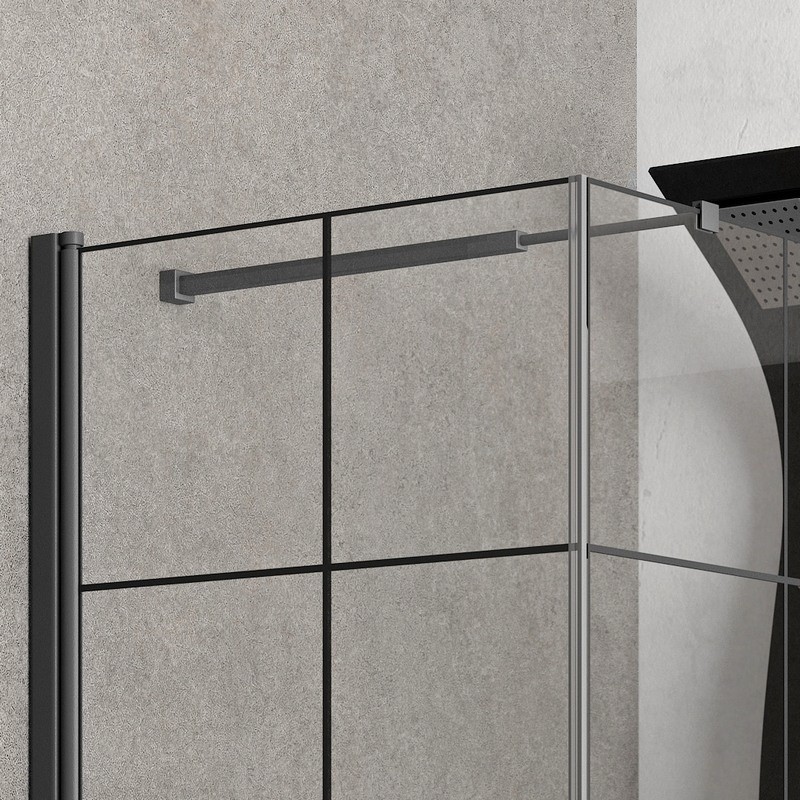 Box doccia angolare 140x70 colore nero. Porta da 70cm fisso da 140cm NICO-3500 kamalu - 6