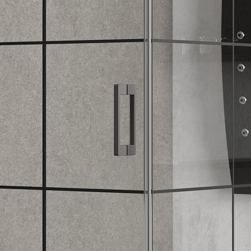Box doccia angolare 140x70 colore nero. Porta da 70cm fisso da 140cm NICO-3500 kamalu - 4
