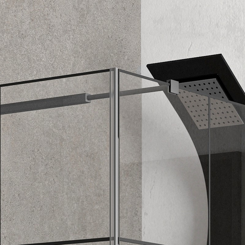 Box doccia angolare 140x70 colore nero. Porta da 70cm fisso da 140cm NICO-3500 kamalu - 9