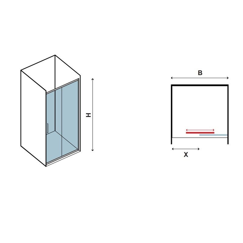 Box doccia 170cm nicchia con porta scorrevole K410N kamalu - 6