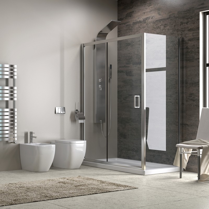 Box doccia angolare 150x70 cm vetro trasparente altezza 180cm K410NS kamalu - 10