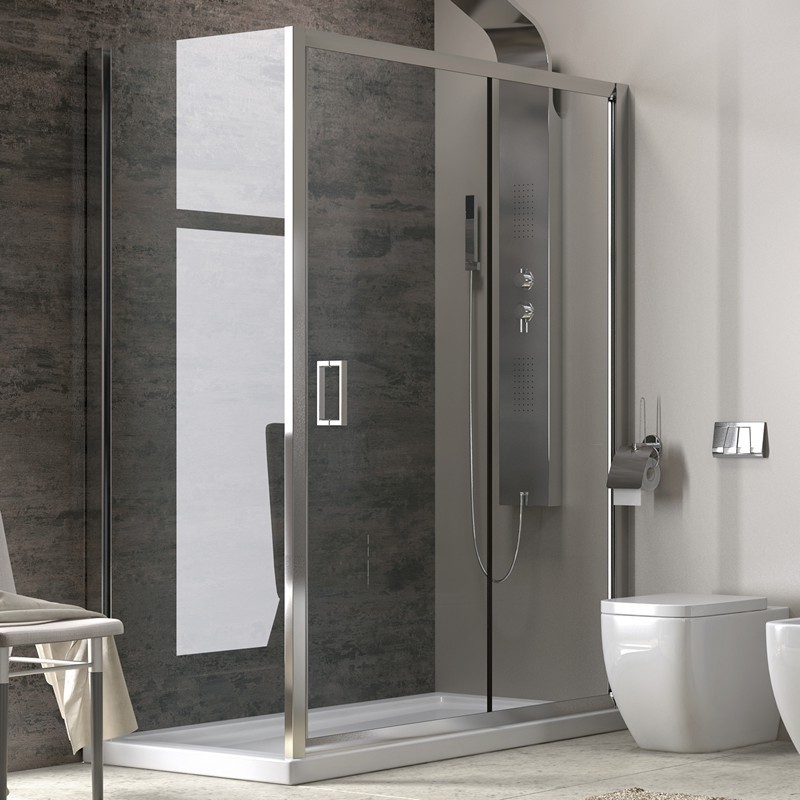 Box doccia angolare 150x70 cm vetro trasparente altezza 180cm K410NS kamalu - 11