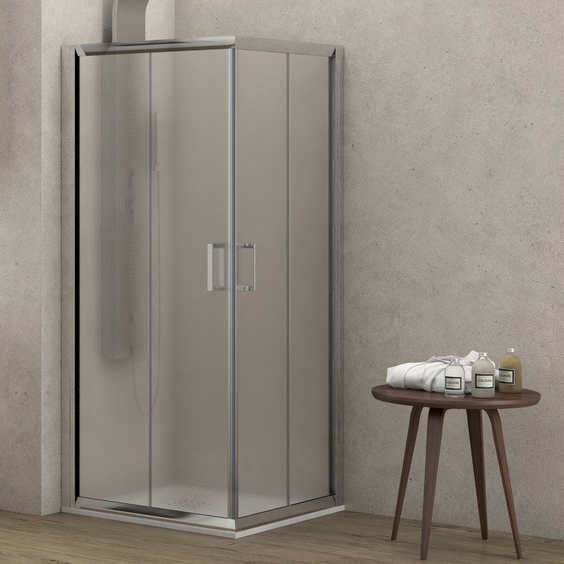 Box doccia 100x80 apertura angolare vetro opaco altezza 180cm K410 kamalu - 1