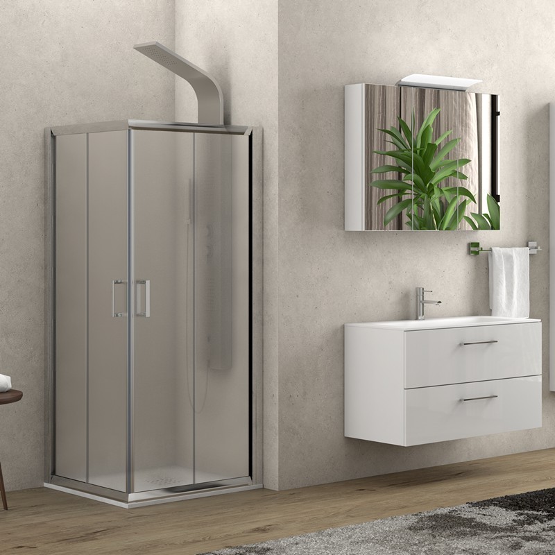 Box doccia 100x80 apertura angolare vetro opaco altezza 180cm K410 kamalu - 2
