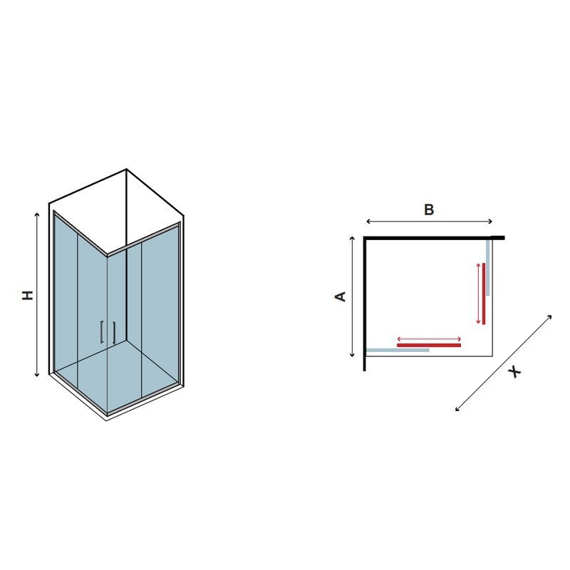 Box doccia 120x80 vetro opaco altezza 180cm kamalubagno