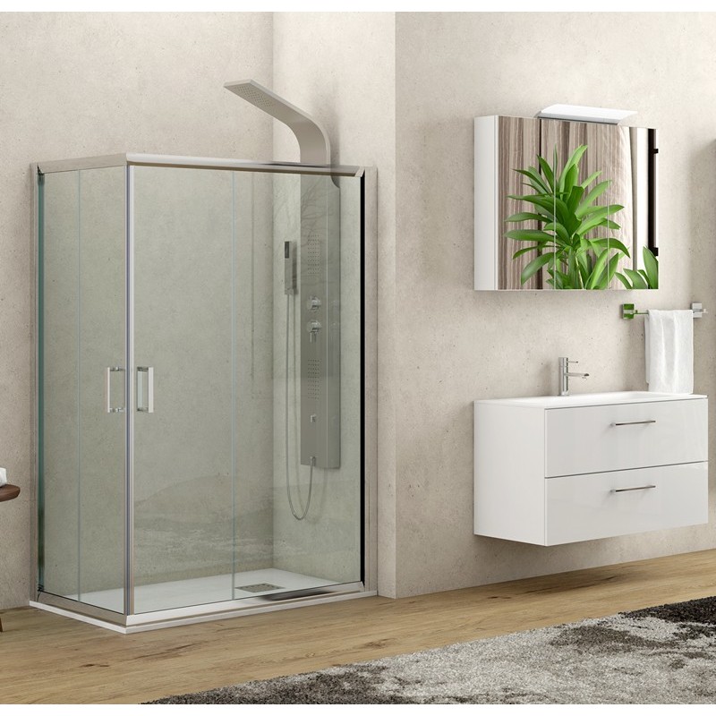 Box doccia dimensioni 140x80 vetro trasparente altezza 180cm K410 kamalu - 1