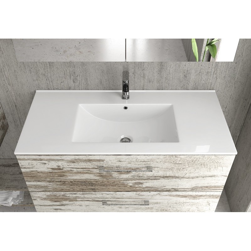 Mobile bagno sospeso da 100cm con lavabo incasso in ceramica EL-100B kamalu - 1