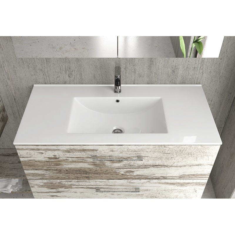 Mobiletto bagno 100cm sospeso con lavabo in ceramica