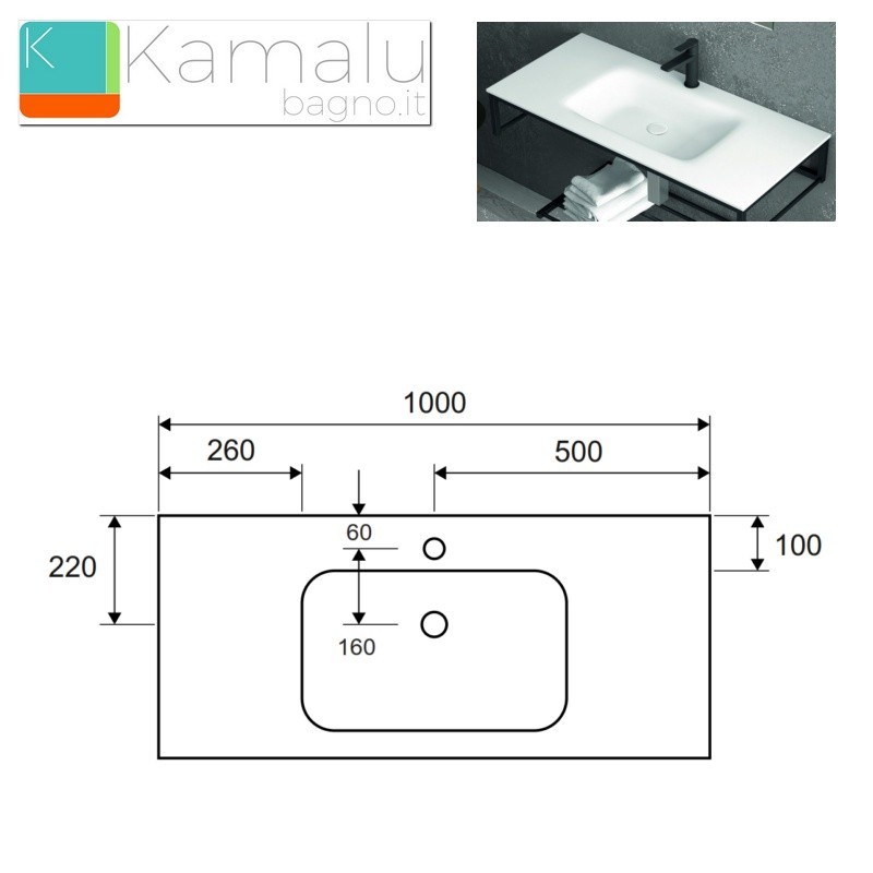 Mobile bagno sospeso 100 cm stile industrial con struttura metallica SOP-100 kamalu - 2