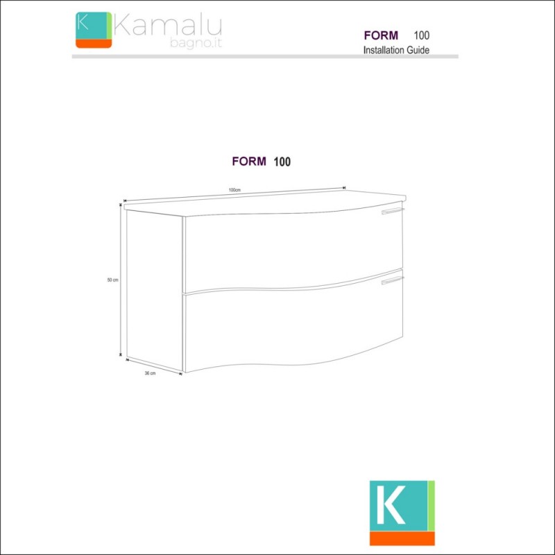 Composizione bagno sospesa 100cm: mobile, specchio contenitore e 2 colonne FORM-100 kamalu