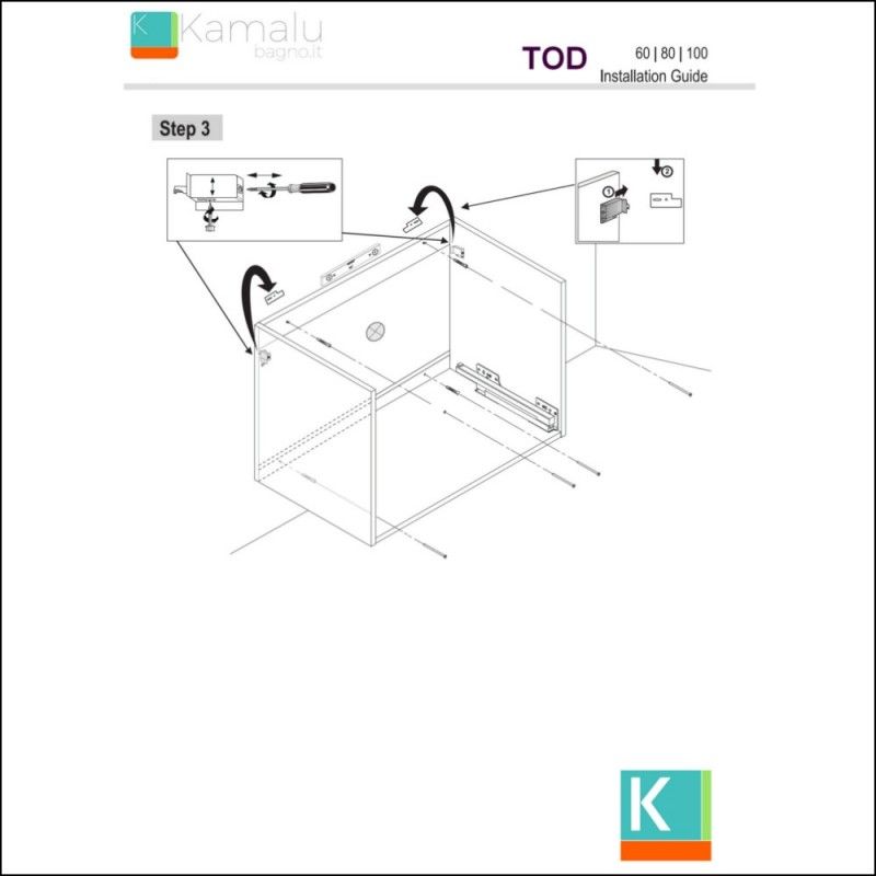 Composizione bagno 100cm a terra: mobile, specchio led e colonna TOD-100B kamalu