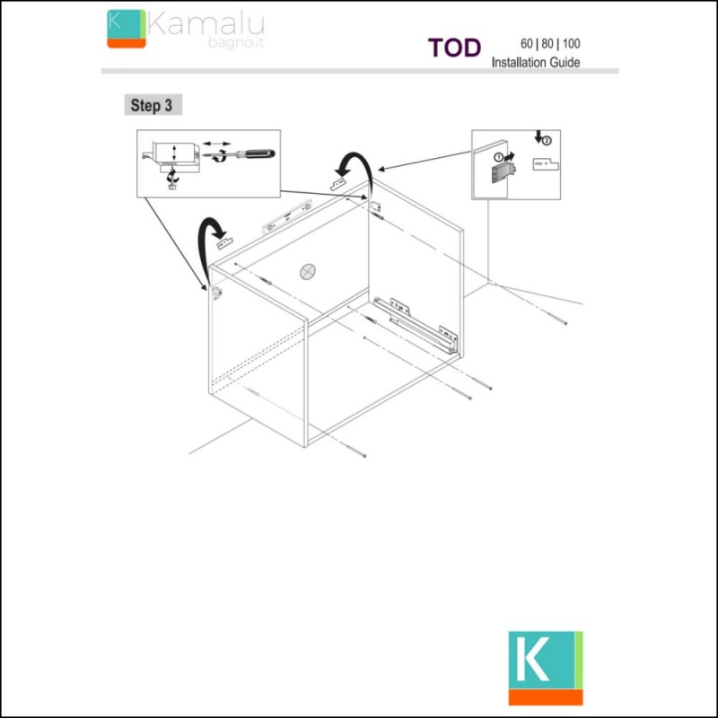 Composizione bagno sospesa 100cm: mobile con lavabo, specchio contenitore e colonna  TOD-100F kamalu - 14