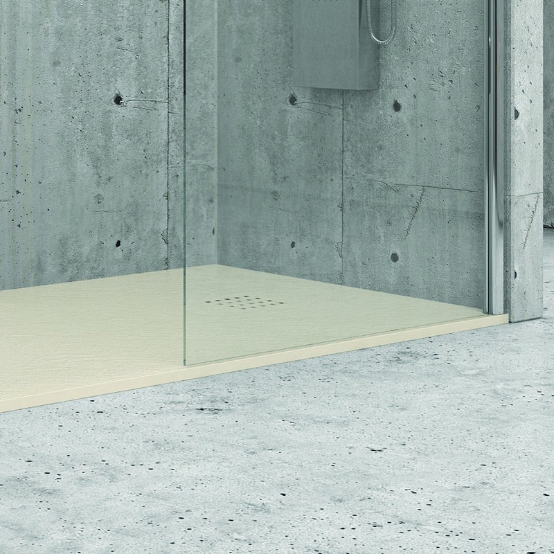 Piatto doccia 160x70 effetto pietra avorio crema kamalu - 3
