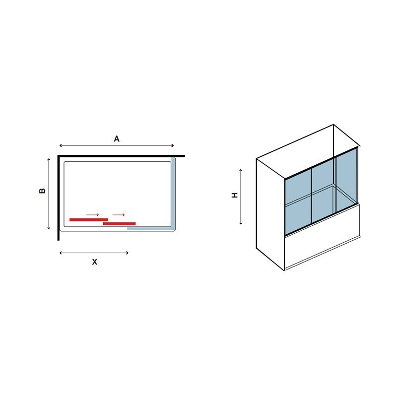 Box Doccia per Vasca 140cm Kamalu 