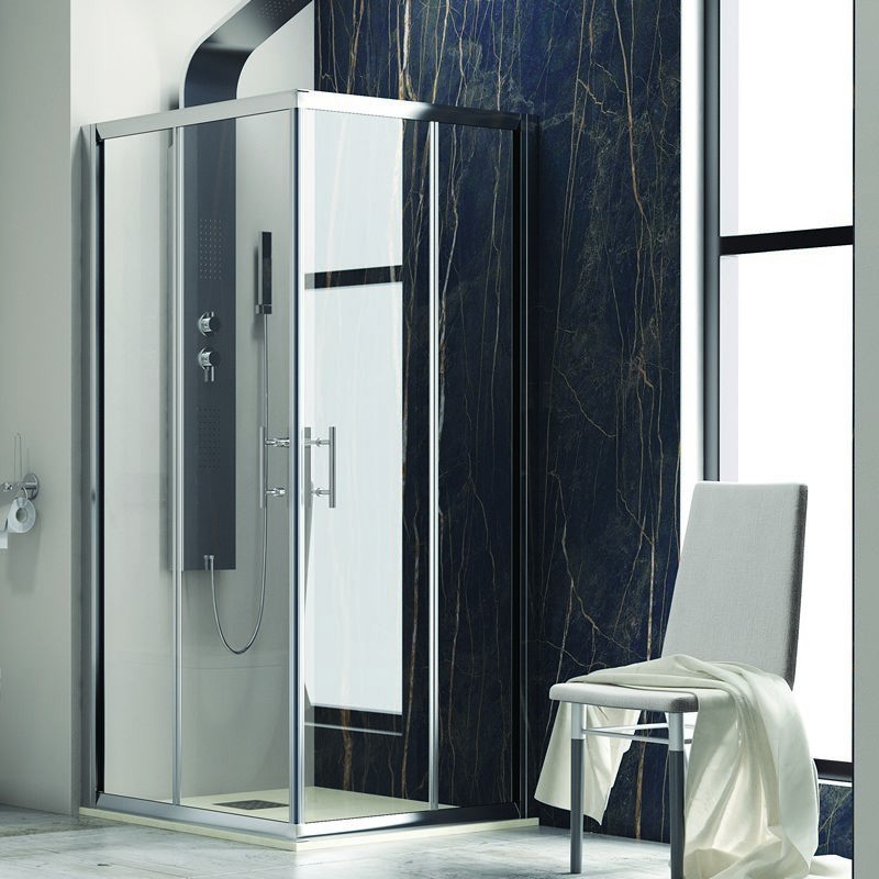 Cabina doccia 90x90 angolare 2 ante scorrevoli cristallo 6mm KF1000 kamalu - 1