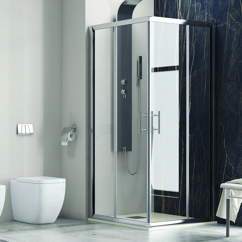Cabina doccia 90x90 angolare 2 ante scorrevoli cristallo 6mm KF1000 kamalu - 2
