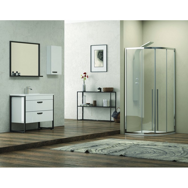 Cabina doccia 80x80 semicircolare vetro 8mm anticalcare altezza 200 KE2000 kamalu - 4