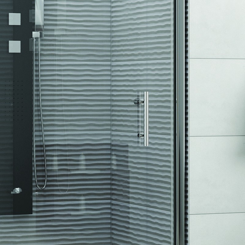 Box doccia porta battente nicchia 75cm vetro trasparente KS2800N kamalu - 7