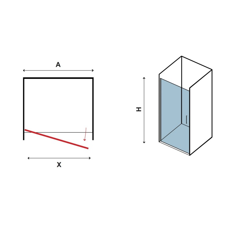Box doccia porta battente nicchia 85cm vetro trasparente KS2800N kamalu - 4