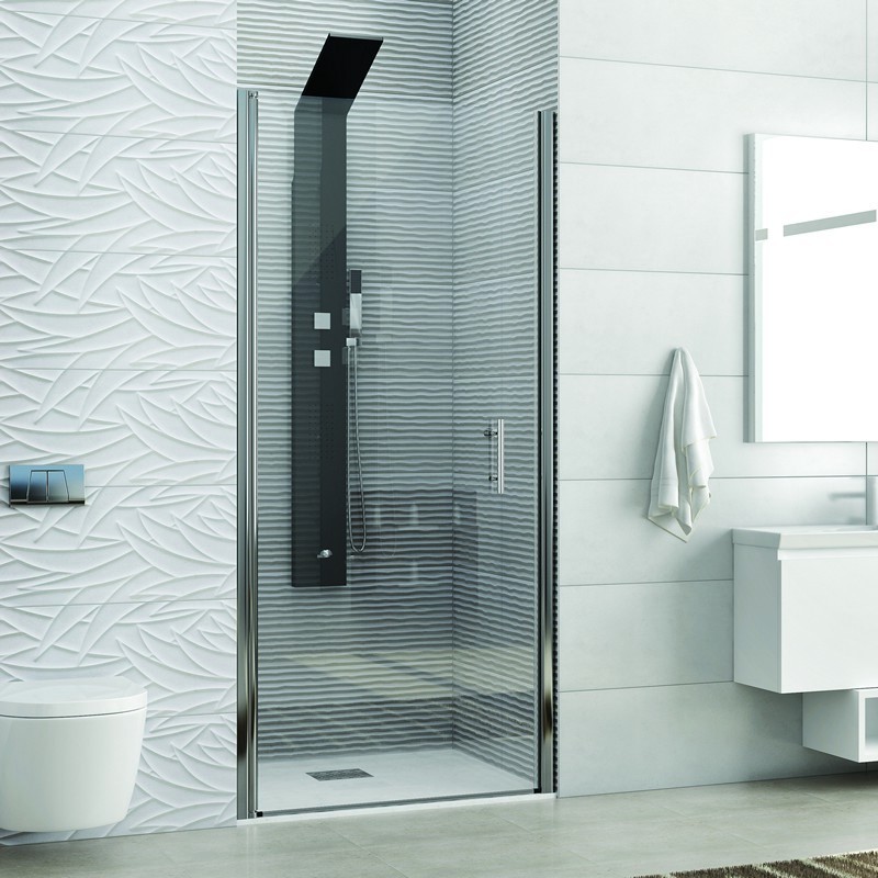 Box doccia porta battente nicchia 85cm vetro trasparente KS2800N kamalu - 8