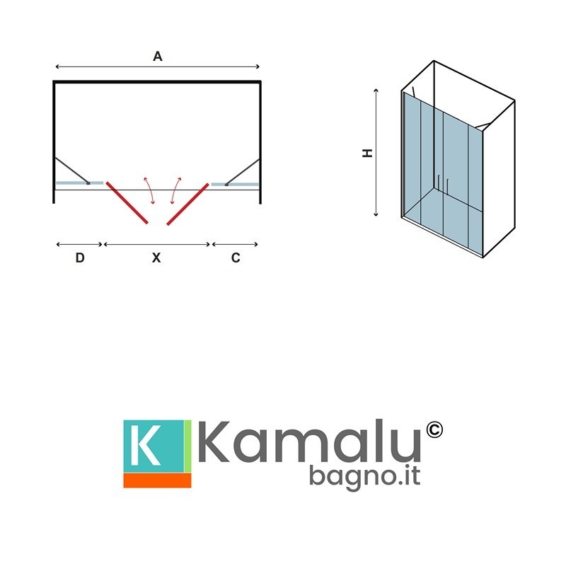 Box doccia nicchia 150-155 cm con 2 battenti KPX7000 kamalu - 4