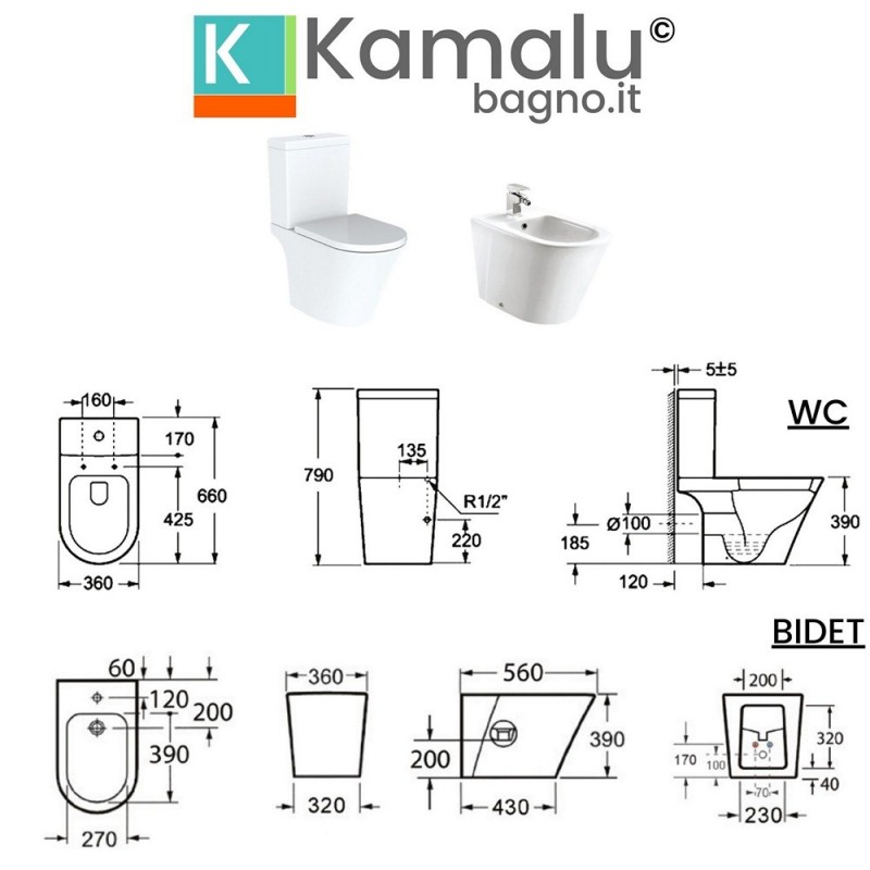 Wc con cassetta e scarico a parete KLEA-MP kamalu - 3