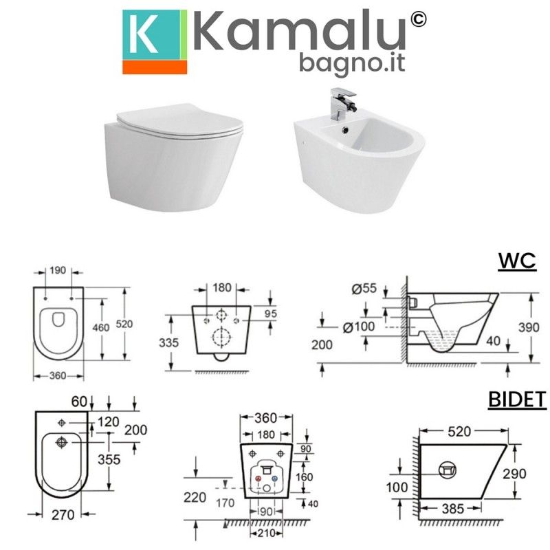 WC sospeso senza brida designo moderno Klea-S