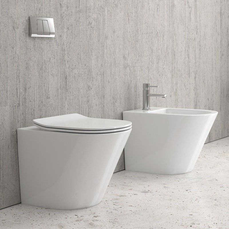Vaso wc a terra moderno in ceramica sedile soft-close modello KLEA-IS kamalu 