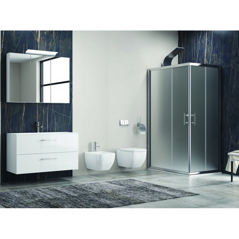 Box doccia 90x70 cm angolare cristallo satinato KF1000 kamalu - 8