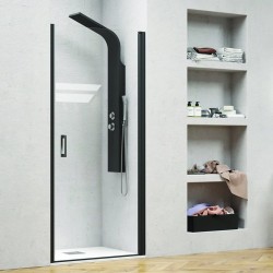 Porta doccia 80cm con telaio nero vetro trasparente NICO-C3000 kamalu - 1