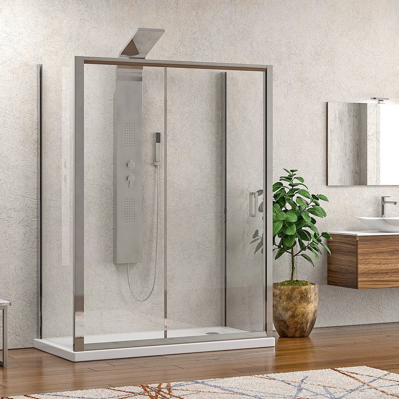 Box doccia 3 lati 80x100x80 apertura scorrevole vetro trasparente K410NS kamalu - 1