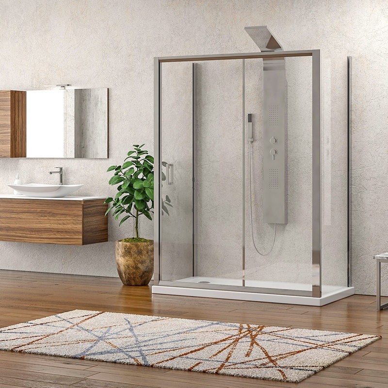 Box doccia 3 lati 80x100x80 apertura scorrevole vetro trasparente K410NS kamalu - 2