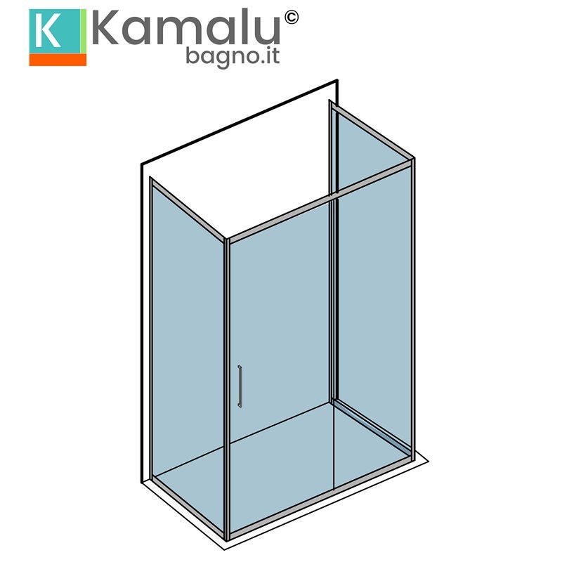 Box doccia 3 lati 80x120x80 apertura scorrevole vetro trasparente K410NS kamalu - 7