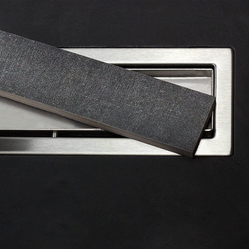 Canalina per doccia 75cm con coperchio in vetro nero CN-750 kamalu - 5